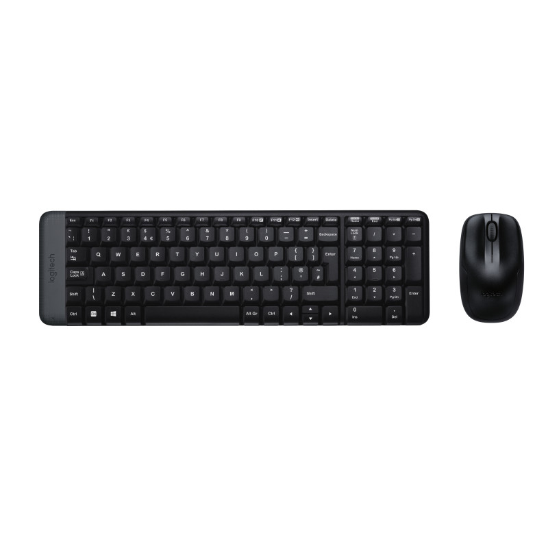 Logitech 920-003168 MK220, Completo (100%), Inalámbrico, RF inalámbrico, QWERTY, Negro, Ratón incluido