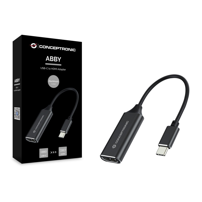 Conceptronic ABBY03B ABBY03B, HDMI tipo A (Estándar), USB Tipo C, Hembra, Macho, Derecho, Derecho