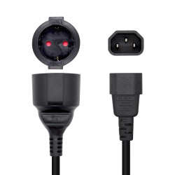AISENS A132-0467 Cable Alimentación 16A, C14/M A CEE7/H, 25cm, 0,25 m, C14 acoplador, CEE7/7 2