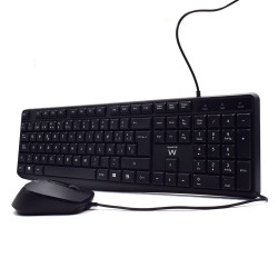 Ewent EW3006 EW3006, Alámbrico, USB, Interruptor de membrana, QWERTY, Negro, Ratón incluido 2