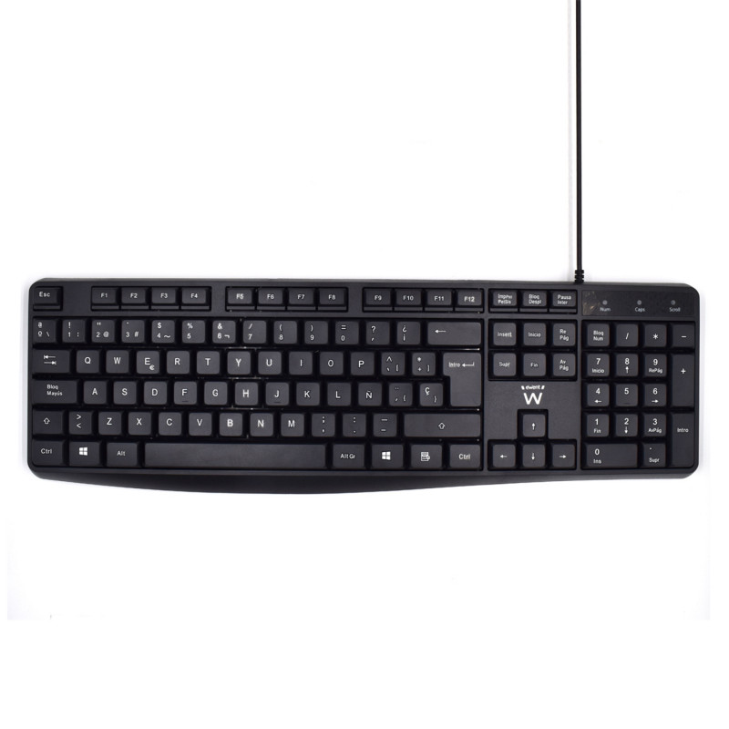 Ewent EW3001 EW3001, Completo (100%), Alámbrico, USB, Interruptor de membrana, QWERTY, Negro