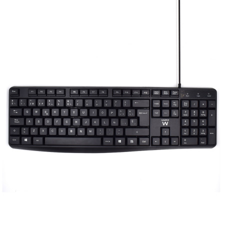 Ewent EW3001 EW3001, Completo (100%), Alámbrico, USB, Interruptor de membrana, QWERTY, Negro