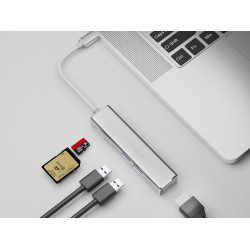 Equip 133480 Adaptador multifunción USB-C 5 en 1, HDMI , USB 3.2 Gen 1 , TF/Micro SD, USB 3.2 Gen 1 (3.1 Gen 1) Type-C, Plata, 2