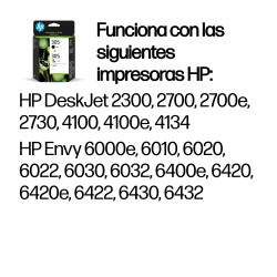 HP 6ZD17AE Paquete de 2 cartuchos de tinta original 305 tricolor / negro, Rendimiento estándar, Negro, Cian, Magenta, 2
