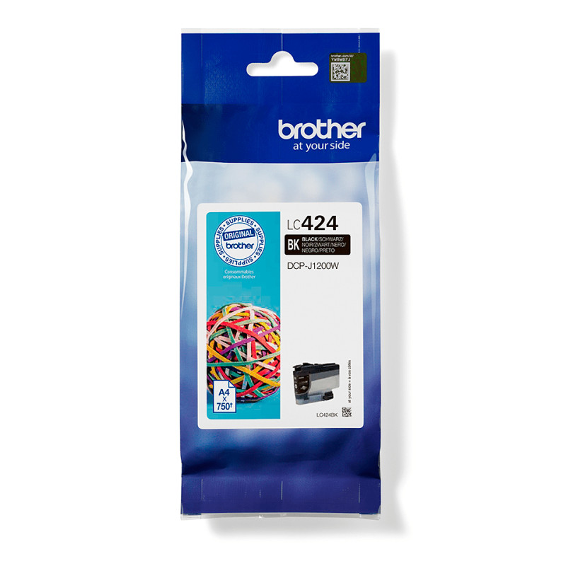 Brother LC424BK LC424BK, Negro, 1 pieza(s), 750 páginas, Pack individual