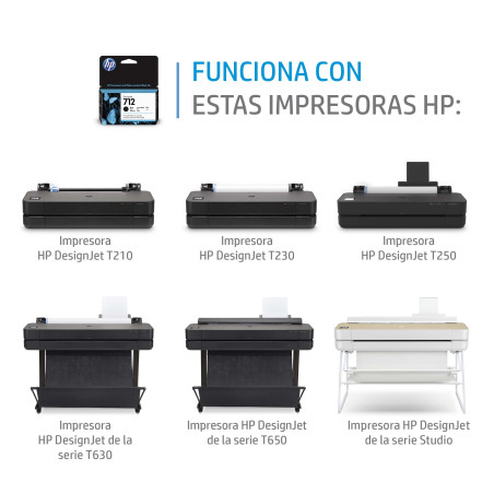 HP 3ED67A Cartucho de Tinta DesignJet 712 cian de 29 ml, Impresora HP DesignJet de las series T210, T230, T250, T630 y T650,