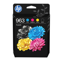 HP 6ZC70AE Paquete de 4 cartuchos de tinta Original 963 negro/cian/magenta/amarillo, Rendimiento estándar, Negro, Cian,