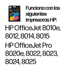HP 6ZC74AE Paquete de 4 cartuchos de tinta Original 912 negro/cian/magenta/amarillo, Rendimiento estándar, Negro, Cian, 2