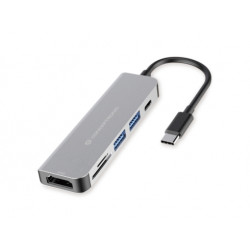 Conceptronic DONN02G DONN02G, USB 3.2 Gen 1 (3.1 Gen 1) Type-C, 60 W, Aluminio, MicroSD (TransFlash), MicroSDHC, SD, SDHC,