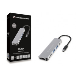 Conceptronic DONN02G DONN02G, USB 3.2 Gen 1 (3.1 Gen 1) Type-C, 60 W, Aluminio, MicroSD (TransFlash), MicroSDHC, SD, SDHC, 2