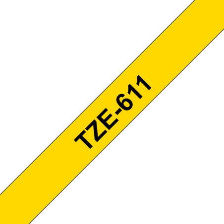 Brother TZE-611 TZE-611, Negro sobre amarillo, TZe, Gris, Transferencia térmica, China, 5 año(s)