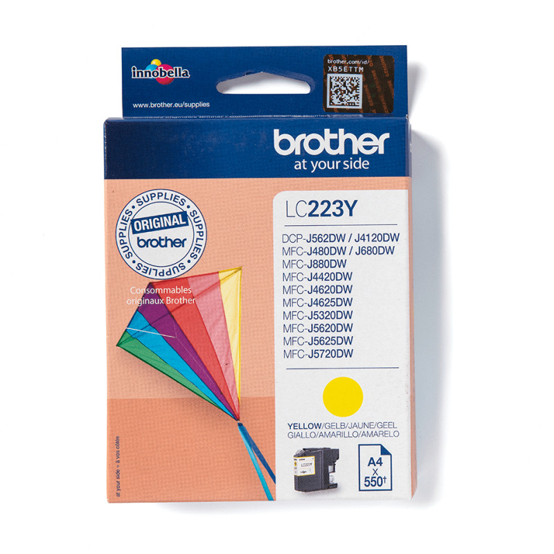 Brother LC223Y LC223Y, Amarillo, Tinta a base de pigmentos, 1 pieza(s), 550 páginas, Pack individual