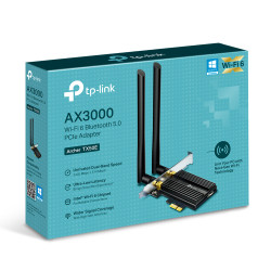 TP-Link ARCHER TX50E Archer TX50E, Inalámbrico, PCI Express, WLAN / Bluetooth, Wi-Fi 6 (802.11ax), 2402 Mbit/s, Negro, 2