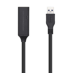 AISENS A105-0407 Cable USB 3.0 Prolongador Con Amplificador, Tipo A/M-A/H, Negro, 5.0m, 5 m, USB A, USB A, USB 3.2 Gen 1 (3.1