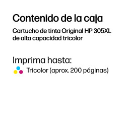 HP 3YM63AE Cartucho de tinta Original 305XL de alta capacidad tricolor, Alto rendimiento (XL), Cian, Magenta, Amarillo, Tinta a 2