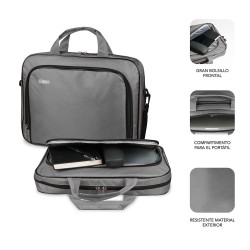 SUBBLIM SUB-LB-1OLB031 Maletín Ordenador Oxford Laptop Bag 13,3"-14" Grey, Maletín Toploader, 35,6 cm (14"), Tirante para 2