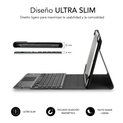 SUBBLIM SUB-KT2-BTP001 Funda con Teclado KEYTAB PRO BLUETOOTH 10,1" TOUCHPAD Black, QWERTY, Español, Touchpad, 5 millón de 2