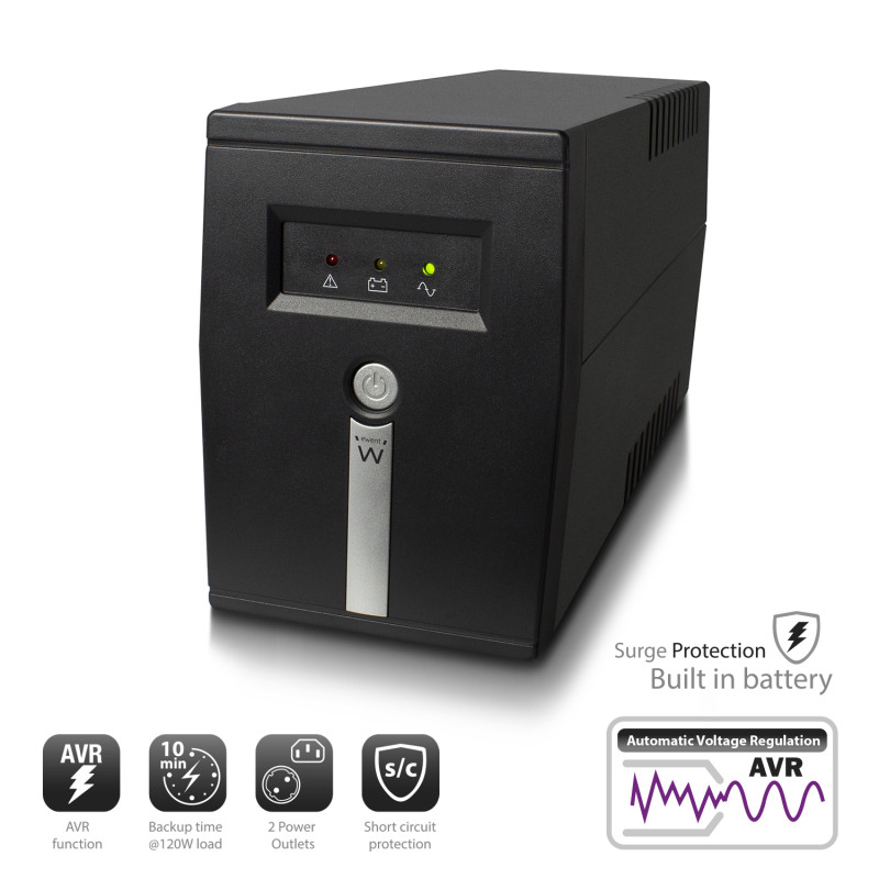 Ewent EW3946 EW3946, Línea interactiva, 0,6 kVA, 360 W, Seno, 230 V, 230 V