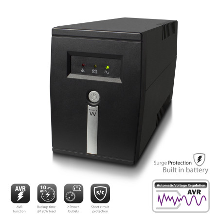 Ewent EW3946 EW3946, Línea interactiva, 0,6 kVA, 360 W, Seno, 230 V, 230 V