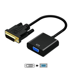 AISENS A147-0352 CONVERSOR DVI-D A VGA, 24+1/M-HDB15/H, NEGRO, 10CM, 0,1 m, DVI-D, VGA (D-Sub), Macho, Hembra, Derecho