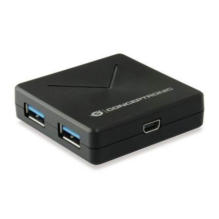 Conceptronic HUBBIES02B HUBBIES02B, USB 3.2 Gen 1 (3.1 Gen 1) Mini-B, USB 3.2 Gen 1 (3.1 Gen 1) Type-A, 5000 Mbit/s, Negro, 0,4