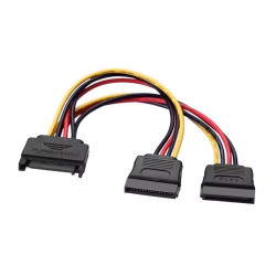 AISENS A131-0353 A131-0353, 0,2 m, SATA I, SATA de 15 pines, 2 x SATA de 15 pines, Macho/Hembra, Negro, Rojo, Amarillo