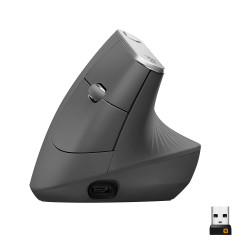 Logitech 910-005448 MX Vertical, mano derecha, Óptico, RF Wireless + Bluetooth, 4000 DPI, Grafito