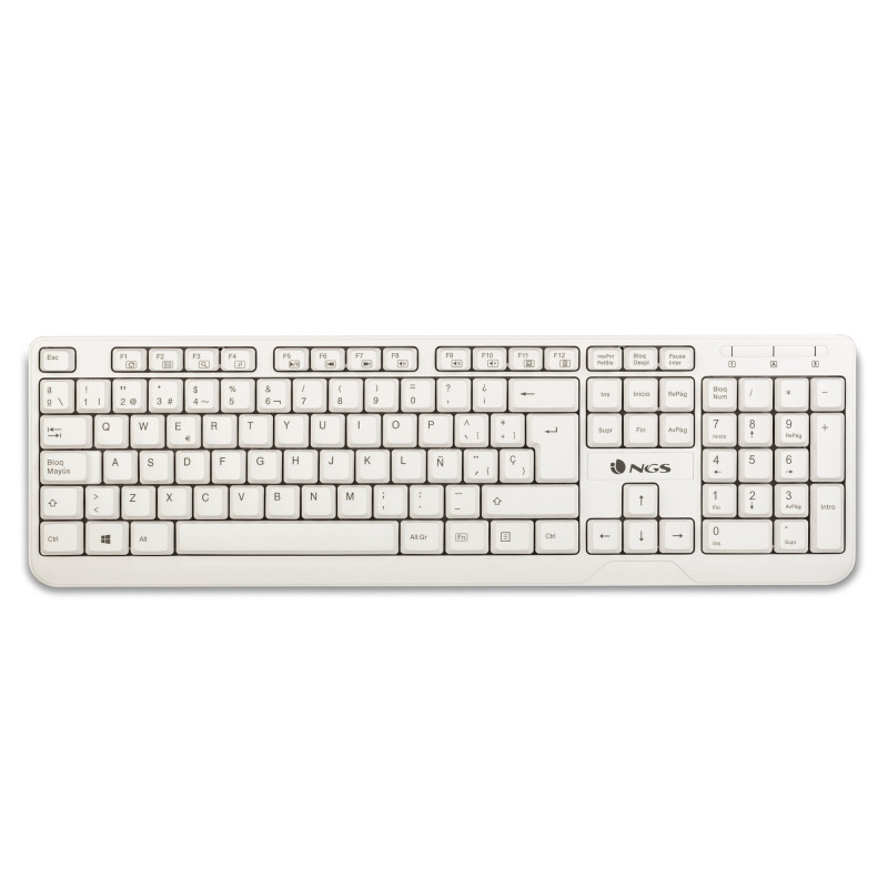 NGS SPIKE Spike, Completo (100%), Alámbrico, USB, Interruptor de membrana, QWERTY, Blanco