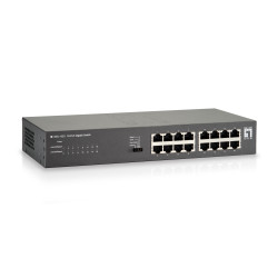 LevelOne GEU-1621 Switch 16 Puertos Gigabit, Gigabit Ethernet (10/100/1000), Bidireccional completo (Full duplex), Montaje en