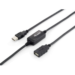 Equip 133310 133310, 10 m, USB A, USB A, USB 2.0, Macho/Hembra, Negro