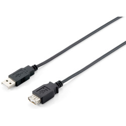 Equip 128851 128851 Cable de extensión USB 2.0 tipo A macho a hembra, 3,0 m , negro, 3 m, USB A, USB A, USB 2.0, Macho/Hembra,