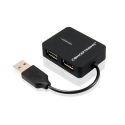 Conceptronic C4PUSB2 Travel 4 Ports USB Hub, USB 2.0, 480 Mbit/s, Windows XP, Windows Vista, Windows 7, 40 mm, 50 mm, 10 mm