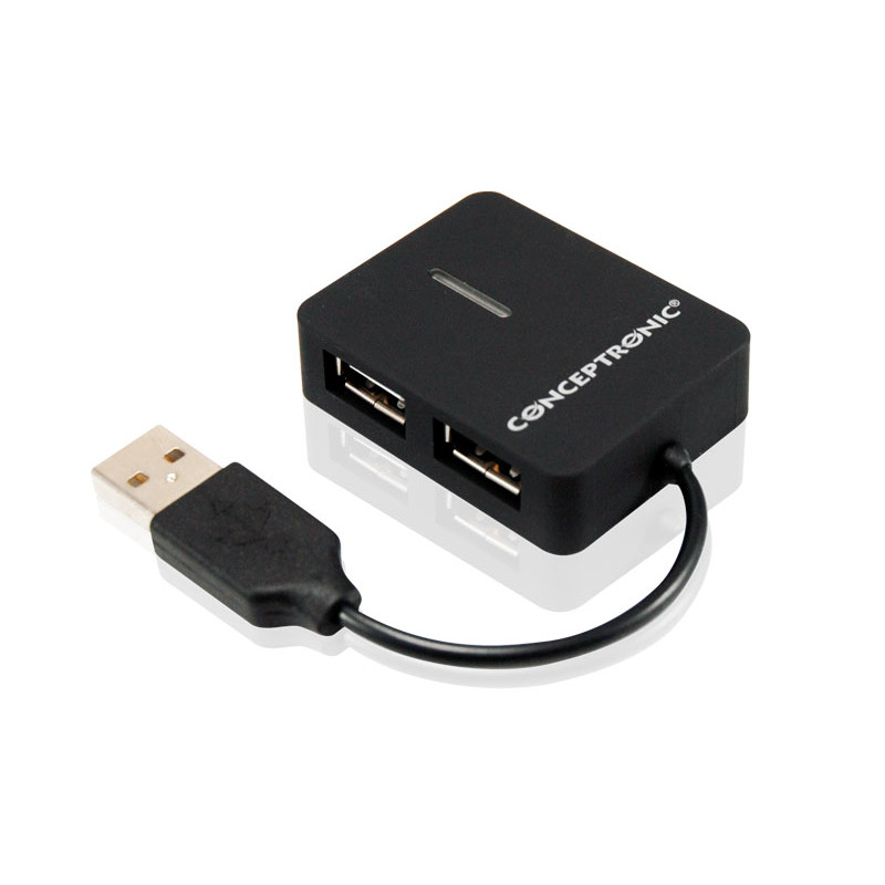 Conceptronic C4PUSB2 Travel 4 Ports USB Hub, USB 2.0, 480 Mbit/s, Windows XP, Windows Vista, Windows 7, 40 mm, 50 mm, 10 mm
