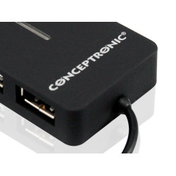 Conceptronic C4PUSB2 Travel 4 Ports USB Hub, USB 2.0, 480 Mbit/s, Windows XP, Windows Vista, Windows 7, 40 mm, 50 mm, 10 mm 2
