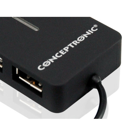Conceptronic C4PUSB2 Travel 4 Ports USB Hub, USB 2.0, 480 Mbit/s, Windows XP, Windows Vista, Windows 7, 40 mm, 50 mm, 10 mm