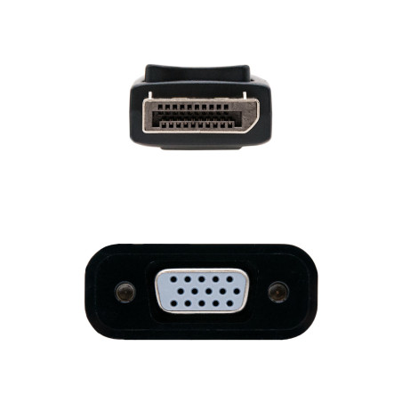 Nanocable 10.16.0602 Conversor DisplayPort a sVGA, DisplayPort/M-sVGA/H, Negro, 15 cm, 0,15 m, DisplayPort, VGA (D-Sub), Macho,
