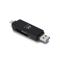 Ewent EW1075 EW1075, MicroSD (TransFlash), SD, SDHC, SDXC, Negro, 5000 Mbit/s, CE, USB 3.2 Gen 1 (3.1 Gen 1) Type-A/Type-C, 20