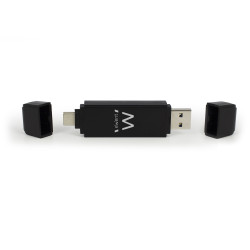 Ewent EW1075 EW1075, MicroSD (TransFlash), SD, SDHC, SDXC, Negro, 5000 Mbit/s, CE, USB 3.2 Gen 1 (3.1 Gen 1) Type-A/Type-C, 20 2