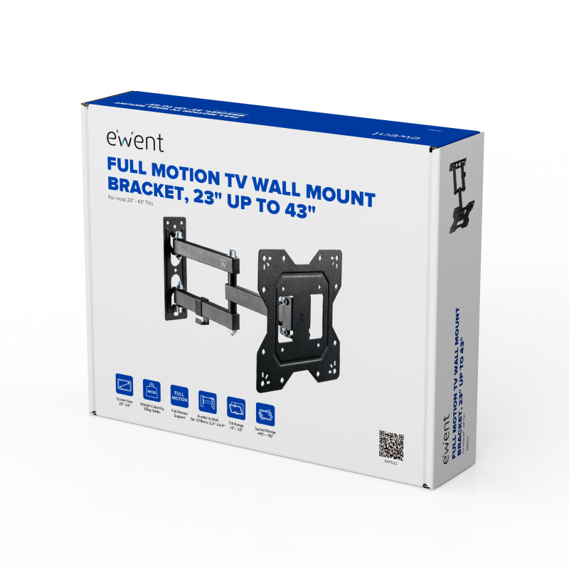 Ewent EW1522 EW1522, 100 x 100 mm, 200 x 200 mm, -10 - 3°, -90 - 90°, Plástico, Acero, Negro