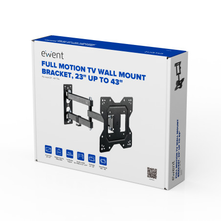 Ewent EW1522 EW1522, 100 x 100 mm, 200 x 200 mm, -10 - 3°, -90 - 90°, Plástico, Acero, Negro
