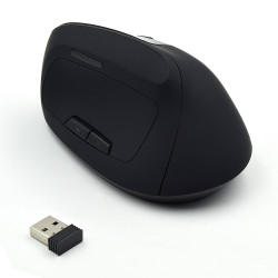 Ewent EW3158 Ratón inalámbrico y ergonómico, mano derecha, RF inalámbrico, 1600 DPI, Negro
