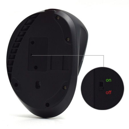 Ewent EW3158 Ratón inalámbrico y ergonómico, mano derecha, RF inalámbrico, 1600 DPI, Negro