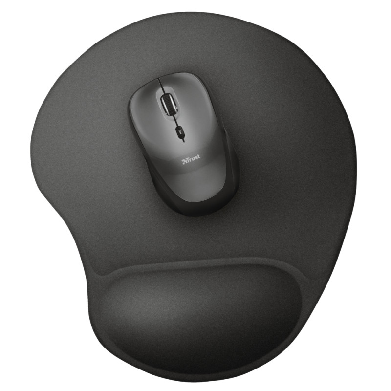 Trust 16977 Bigfoot, Negro, Monocromo, Microfibra, Descansa muñecas, Base antiderrapante