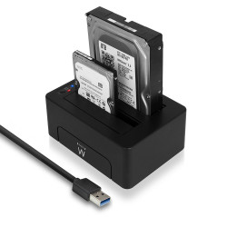 Ewent EW7014 EW7014, Unidad de disco duro, SSD, Serial ATA III, 2.5,3.5", USB 3.2 Gen 1 (3.1 Gen 1) Type-A, Negro, ABS