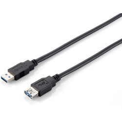 Equip 128398 128398 Cable de extensión USB 3.0, A/M a A/F, 2,0 m, 5 Gbps, negro, 2 m, USB A, USB A, USB 3.2 Gen 1 (3.1 Gen 1),
