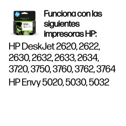 HP N9K07AE Cartucho de tinta Original 304XL tricolor, Alto, Cian, Magenta, Amarillo, Tinta a base de colorante, 7 ml, 1 2