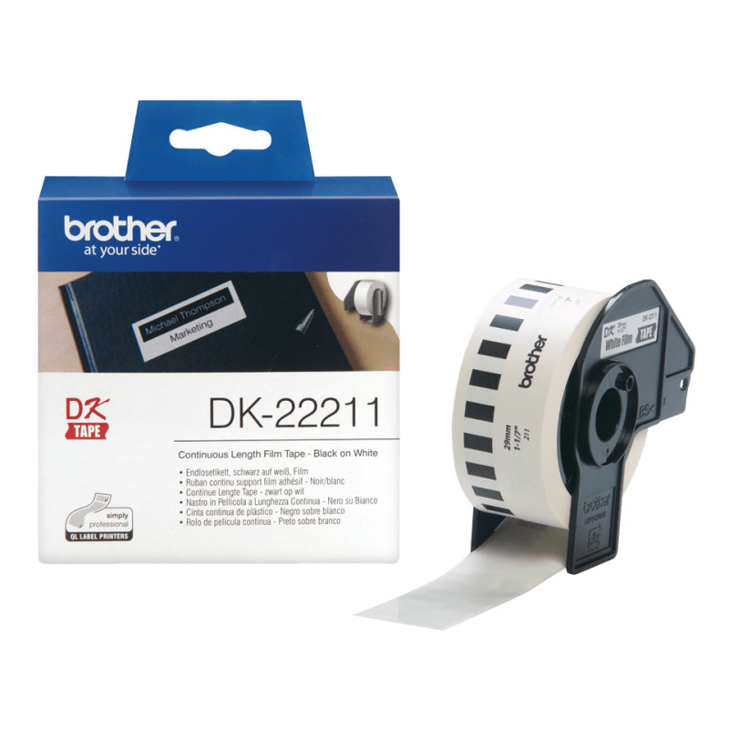 Brother DK-22211 DK-22211, Negro sobre blanco, 1 pieza(s), DK, Negro, Blanco, Térmica directa, China