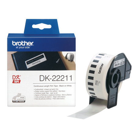Brother DK-22211 DK-22211, Negro sobre blanco, 1 pieza(s), DK, Negro, Blanco, Térmica directa, China