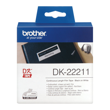 Brother DK-22211 DK-22211, Negro sobre blanco, 1 pieza(s), DK, Negro, Blanco, Térmica directa, China