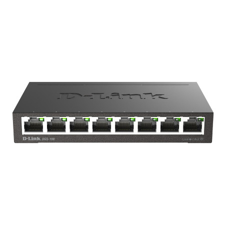 D-Link DGS-108 DGS-108, No administrado, L2, Gigabit Ethernet (10/100/1000), Bidireccional completo (Full duplex), Escritorio